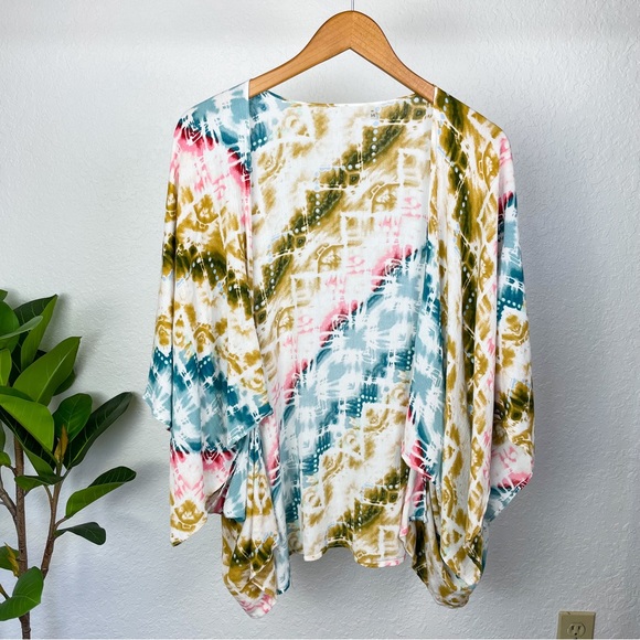 -`♡´- Free! Style Rack Tie Dye Multicolor Aztec Kimono Size S - Picture 4 of 10
